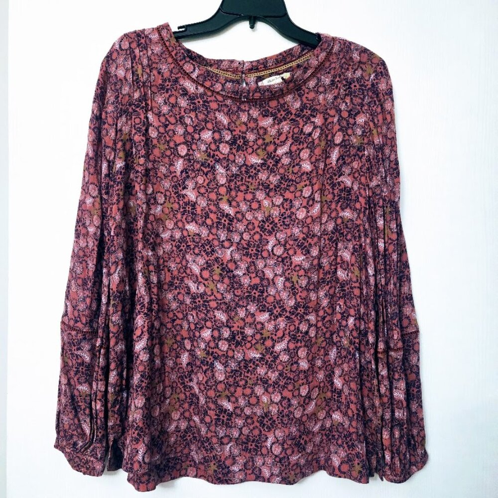 White Stuff UK pretty L/S blouse tunic‎ top pink florals Size XL NWOT